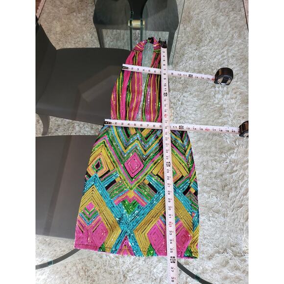 Fashion Nova Mini Dress Womens Medium Multi All Types Sequin Detailed Sleeveless - Picture 9 of 13